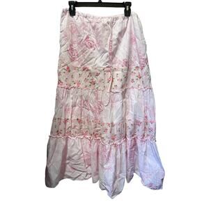 Originals Tiered Patchwork Boho Madi Skirt Size M